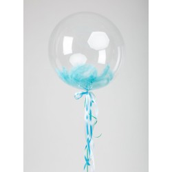 Шар Bubbles с перьями голубыми